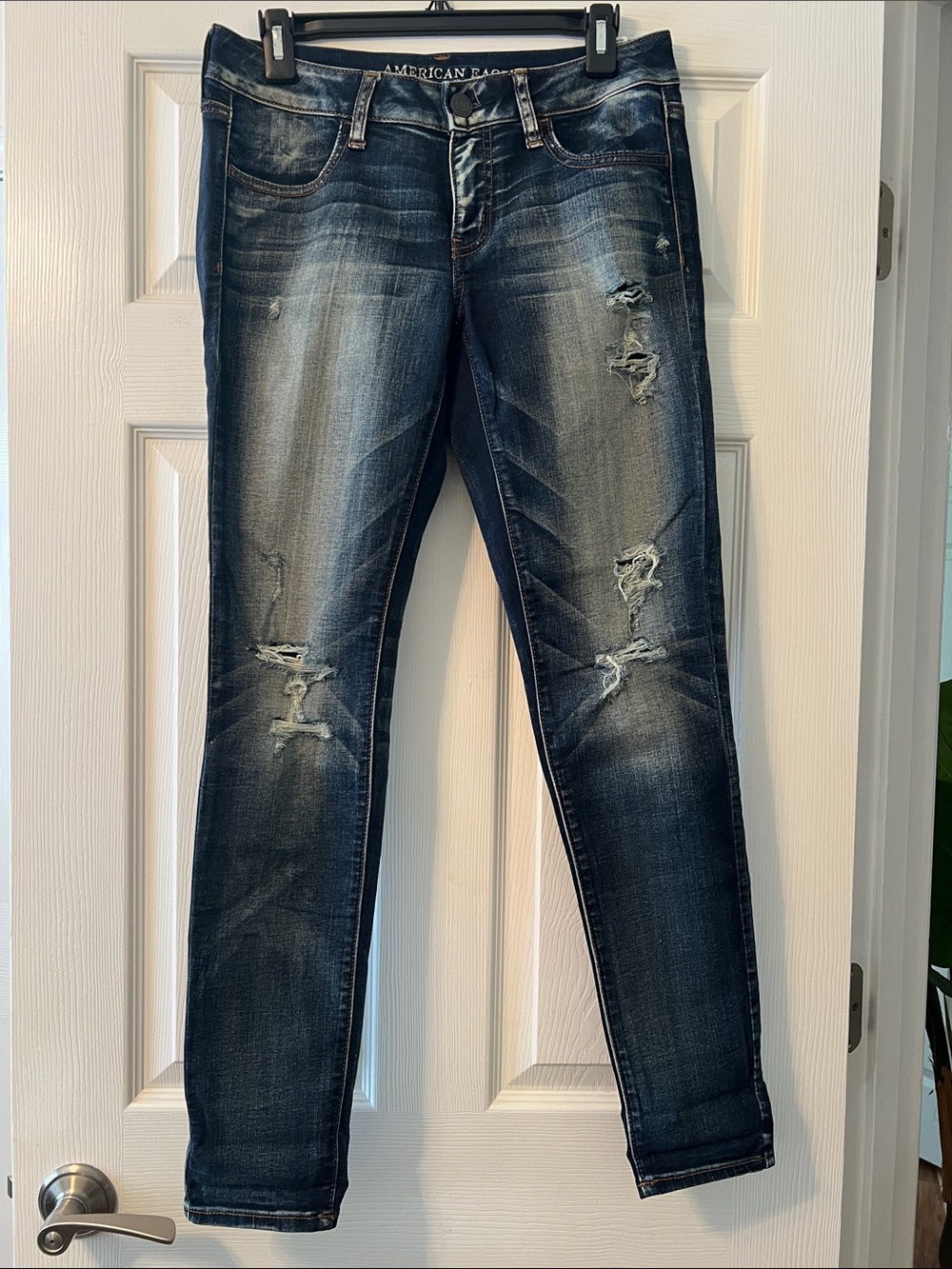 American Eagle Outfitters Navy Blue Distressed Jeans